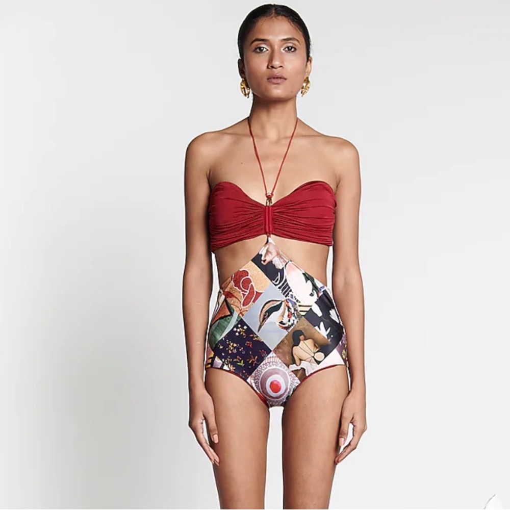 SHIVAN & NARRESH Red printed maillot swimsuit
